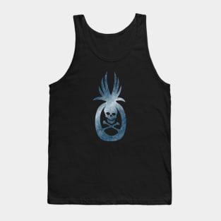 Tropical Pirate Pineapple Halloween Skull and Crossbones Grey Blue Tank Top